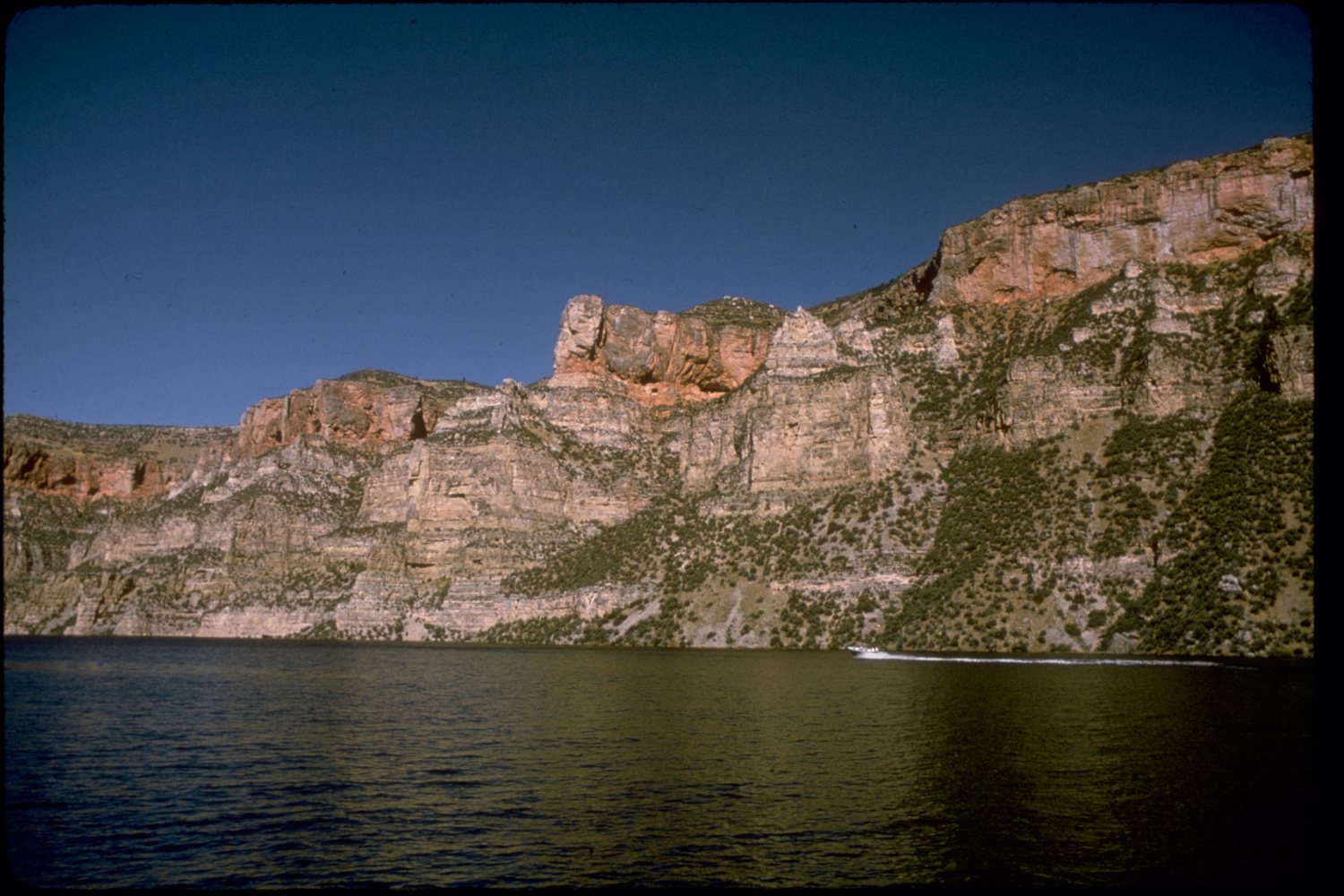 The walls of Bighorn Canyon above the river, from the rim.